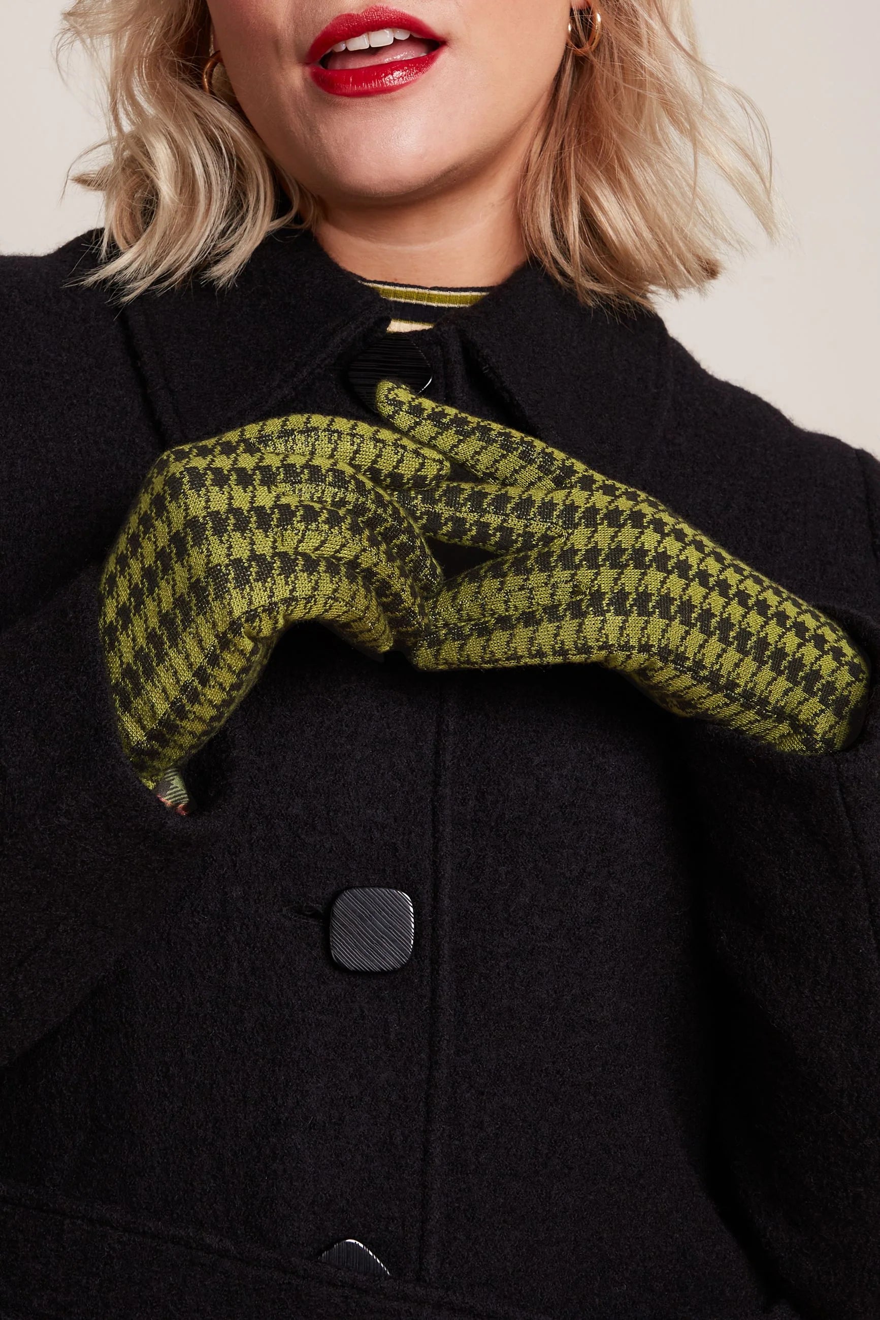 Stoff-Handschuhe Pied de Poule - woodbine green - Dotty&Dan